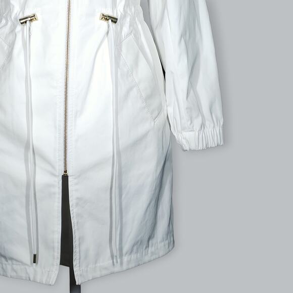 Banana Republic Jacket Womens XXS White Hooded Full Zip Parka Drawstring Waist - Picture 5 of 11